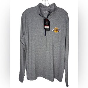 Los Angeles Lakers Antigua NWT Men’s Quarter-Zip Pullover Striped Gray - Large